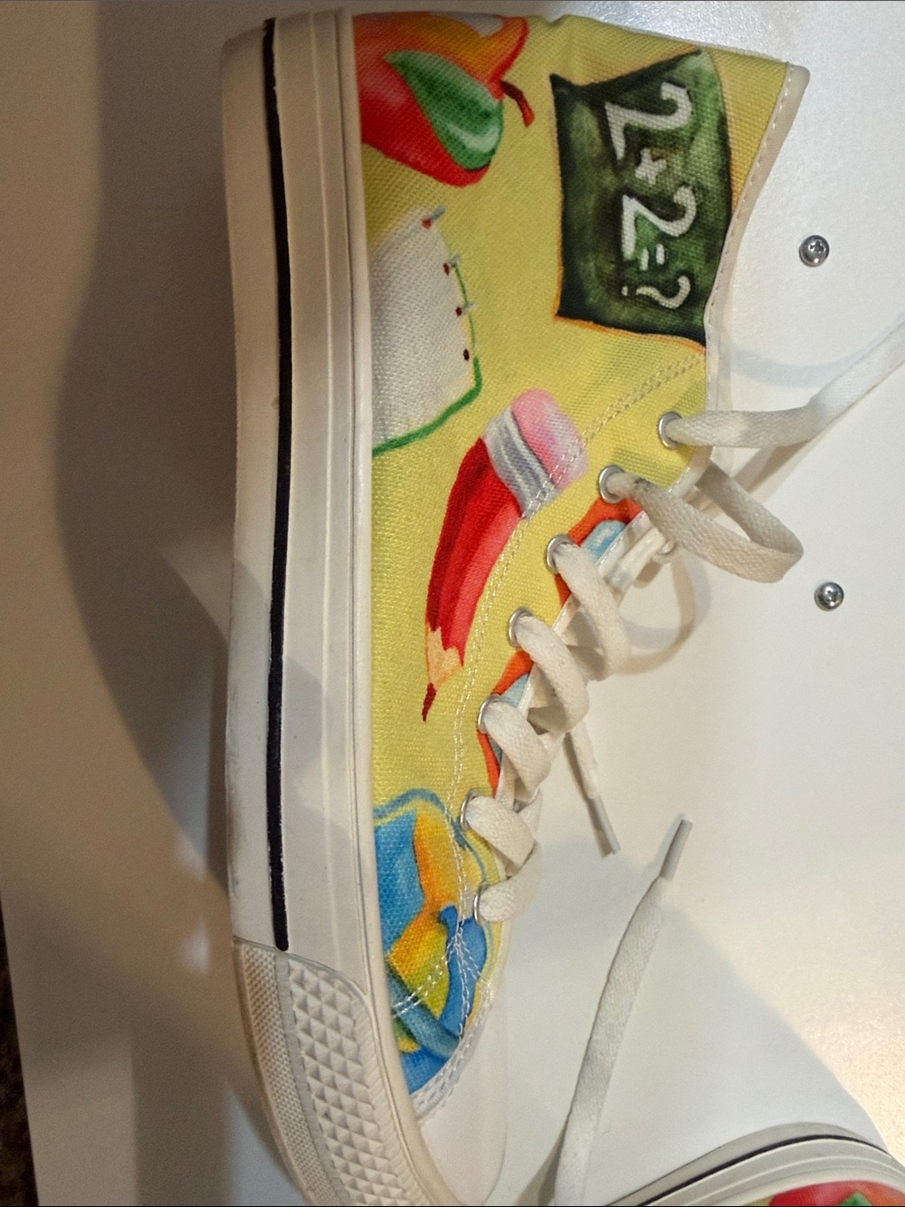 Canvas High-Top Athletic Sneakers in Yellow with Colorful Print